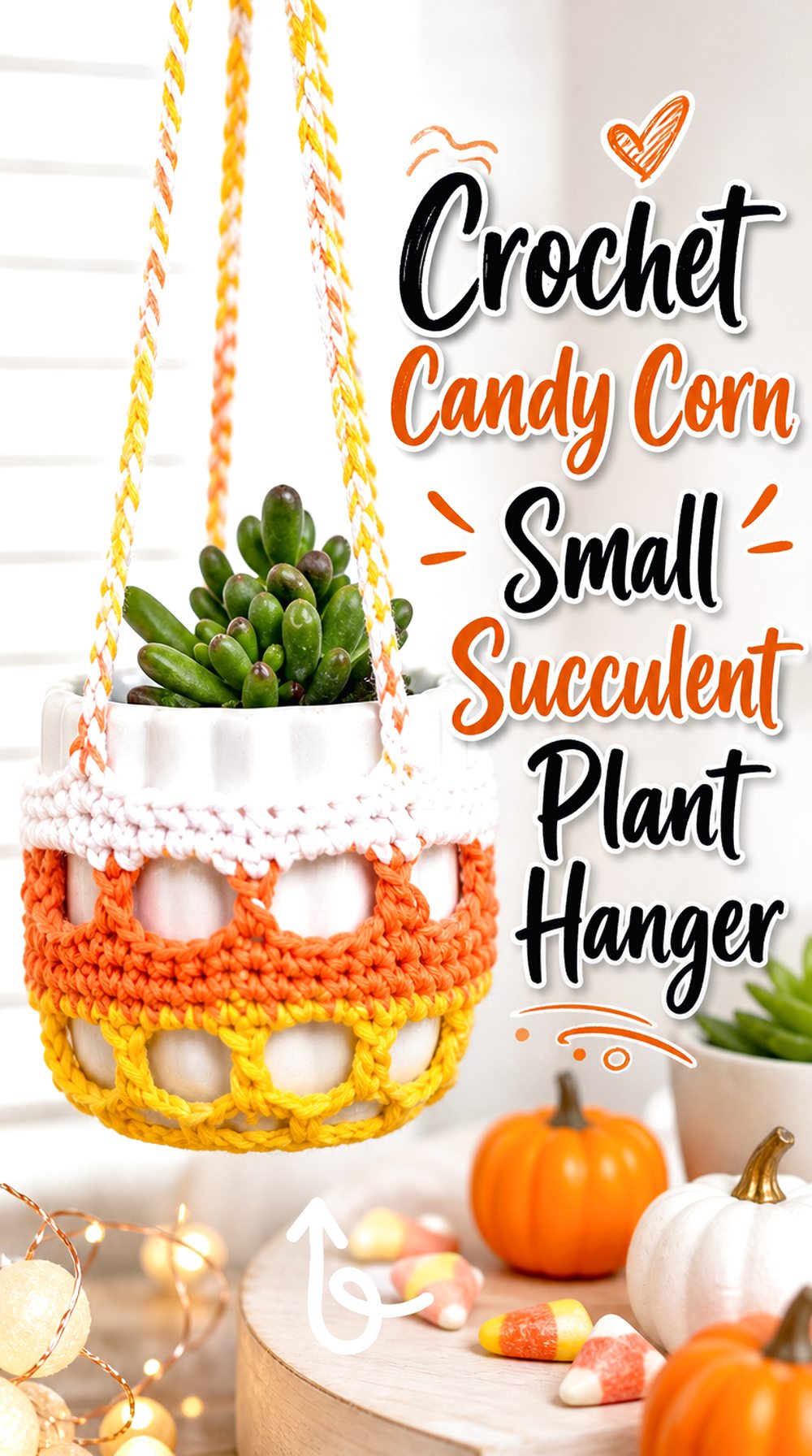 Crochet Candy Corn Small Succulent Plant Hanger