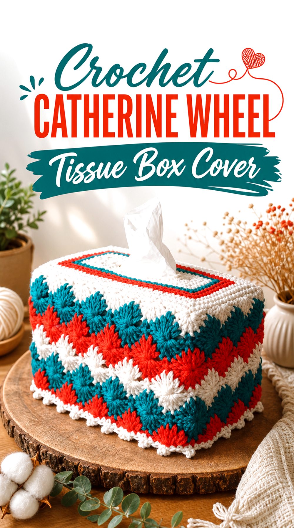 Crochet Catherine Wheel Tissue Box Cover