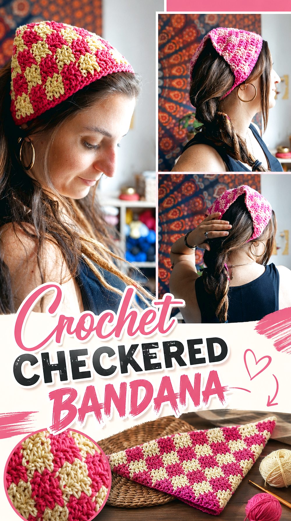 Crochet Checkered Bandana