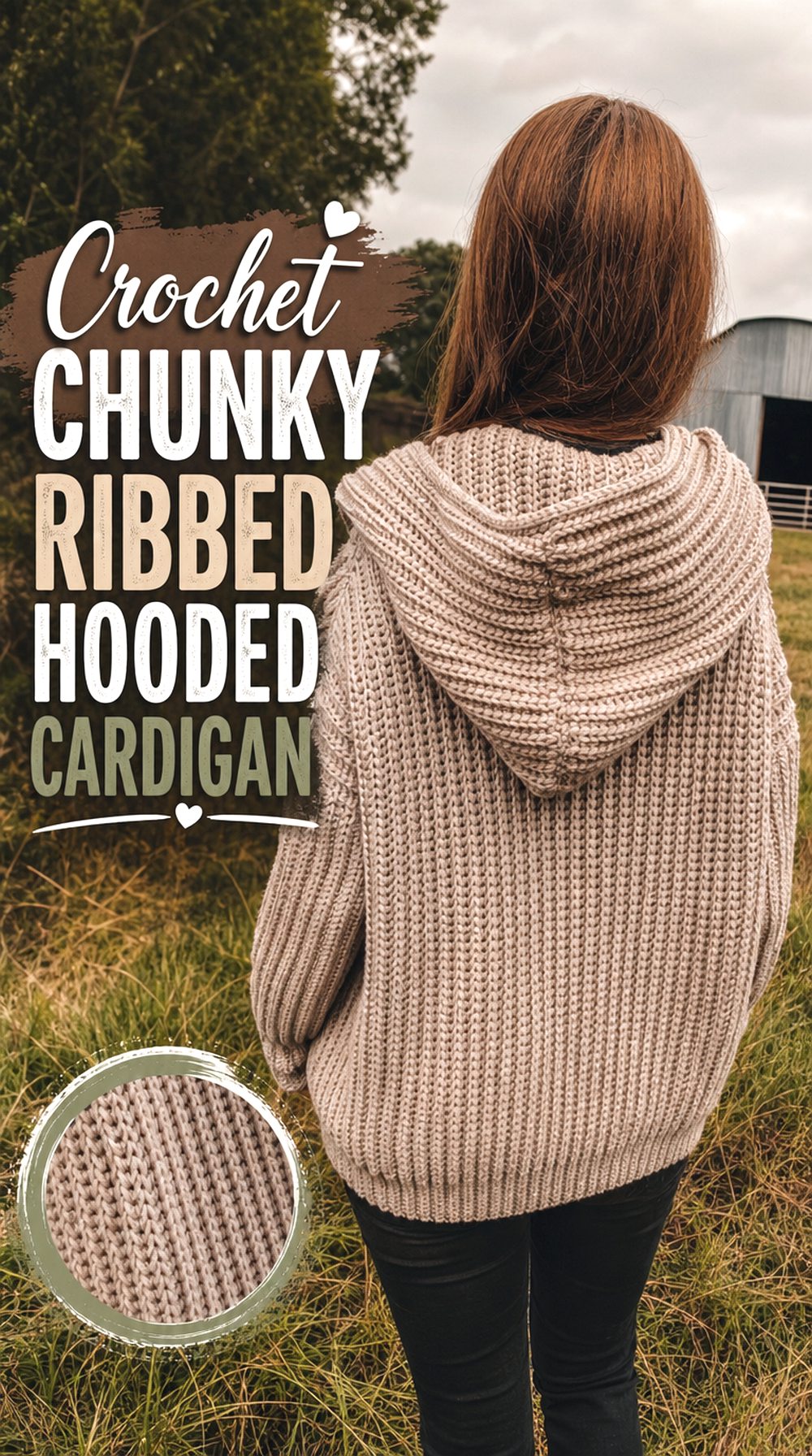 Crochet Chunky Ribbed Hooded Cardigan