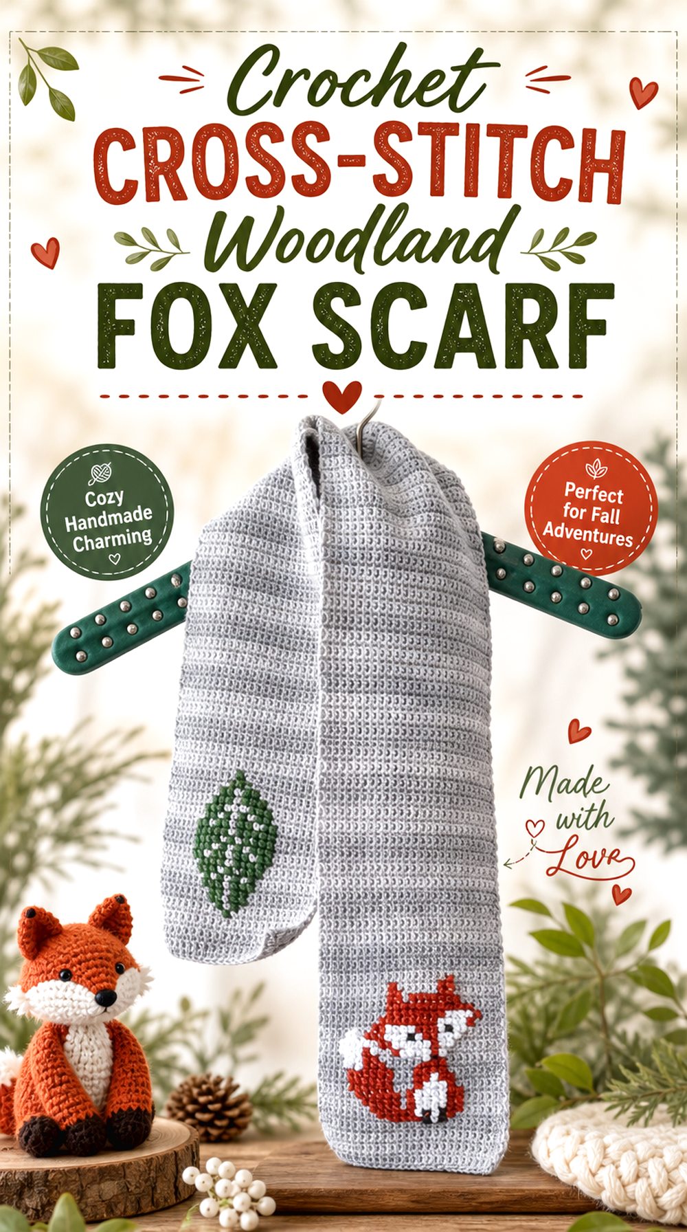 Crochet Cross Stitch Woodland Fox Scarf