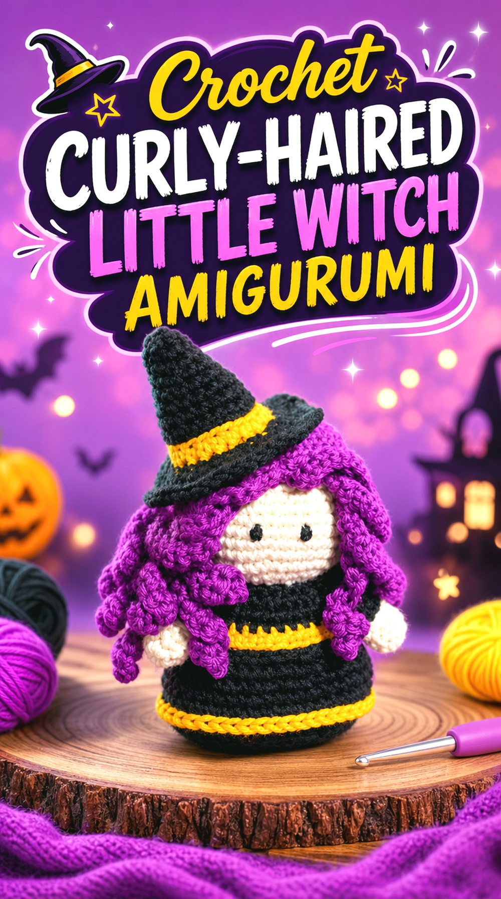 Crochet Curly Haired Little Witch Amigurumi