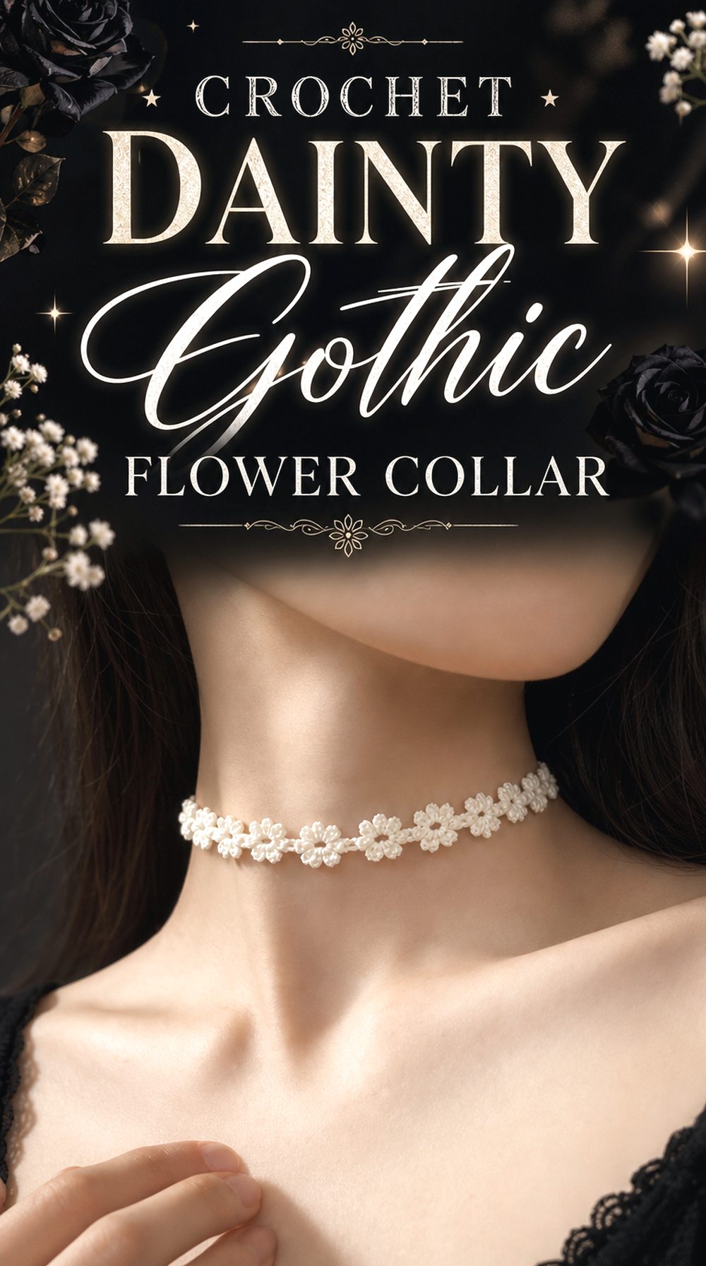 Crochet Dainty Gothic Flower Collar