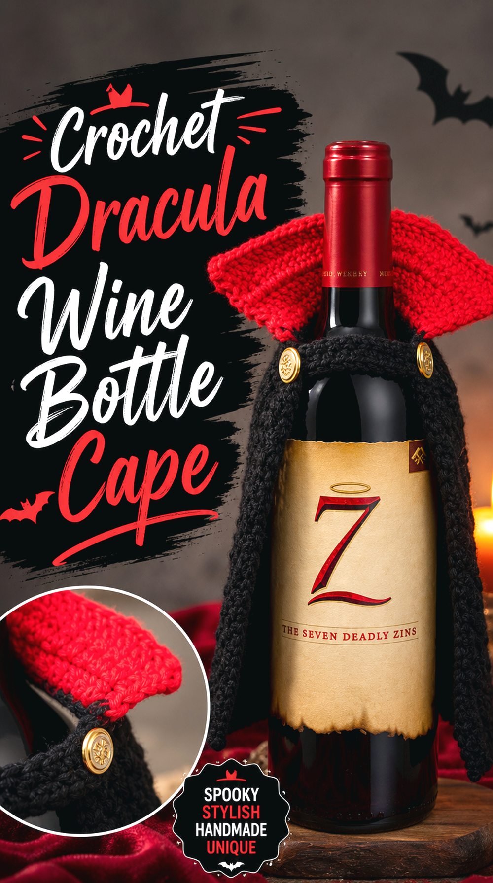 Crochet Dracula Wine Bottle Cape