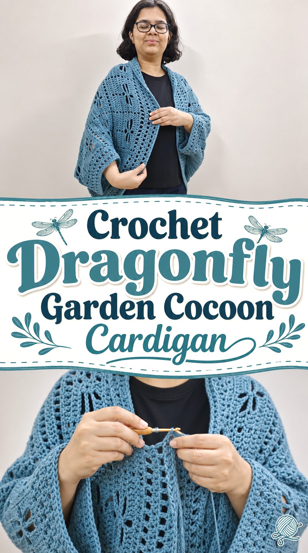 Crochet Dragonfly Garden Cocoon Cardigan