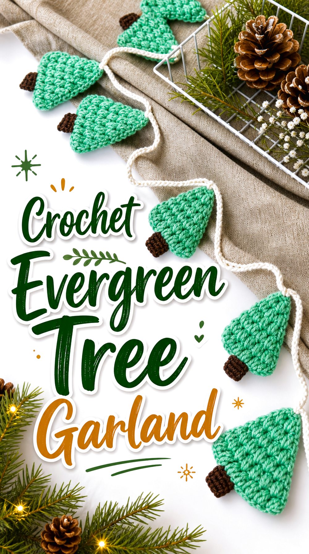 Crochet Evergreen Tree Garland