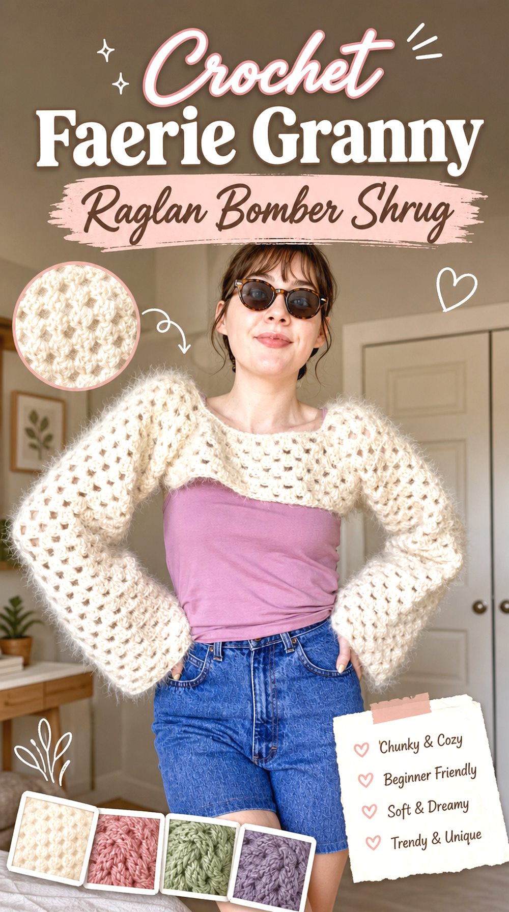 Crochet Faerie Granny Raglan Bomber Shrug