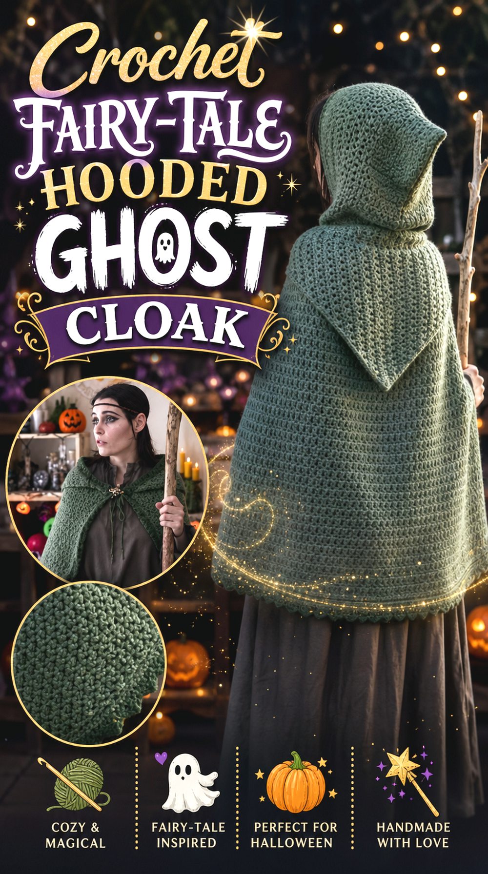 Crochet Fairy Tale Hooded Ghost Cloak