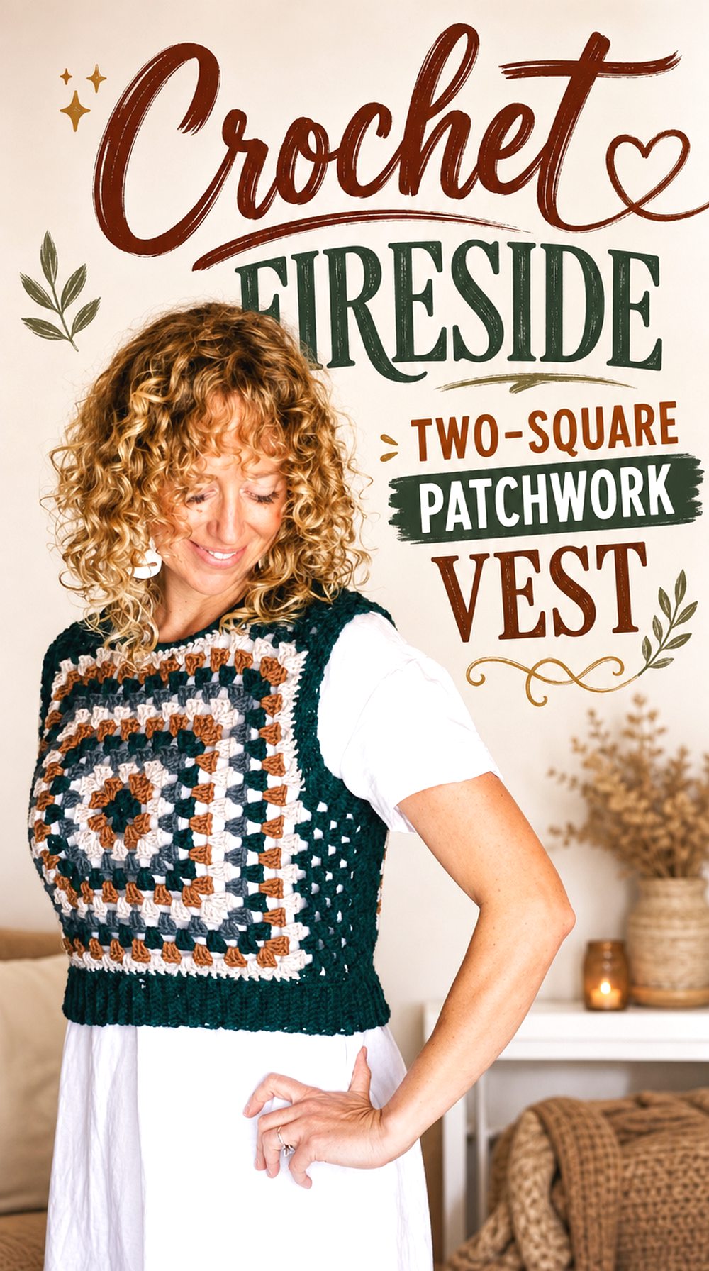 Crochet Fireside Two Square Patchwork Vest