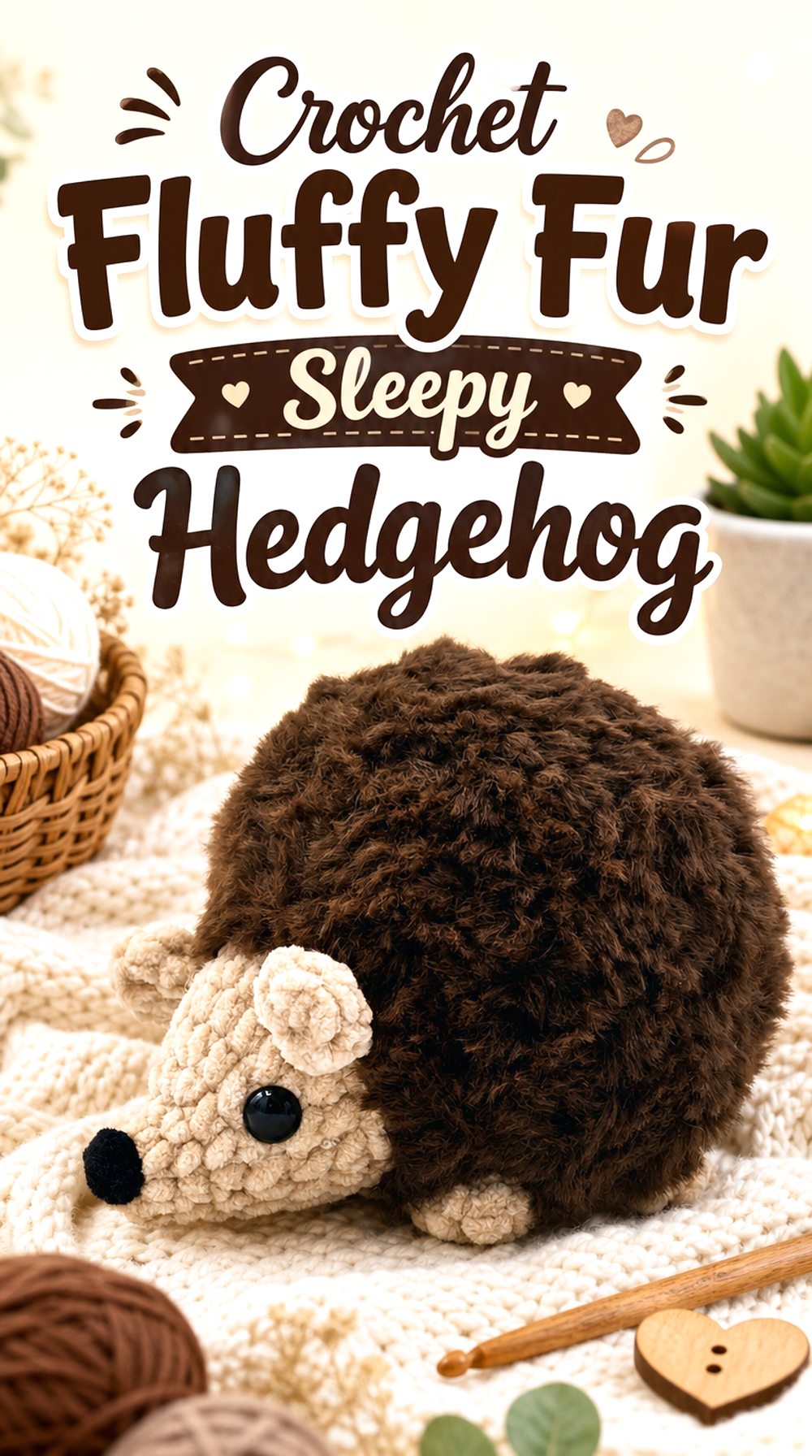 Crochet Fluffy Fur Sleepy Hedgehog