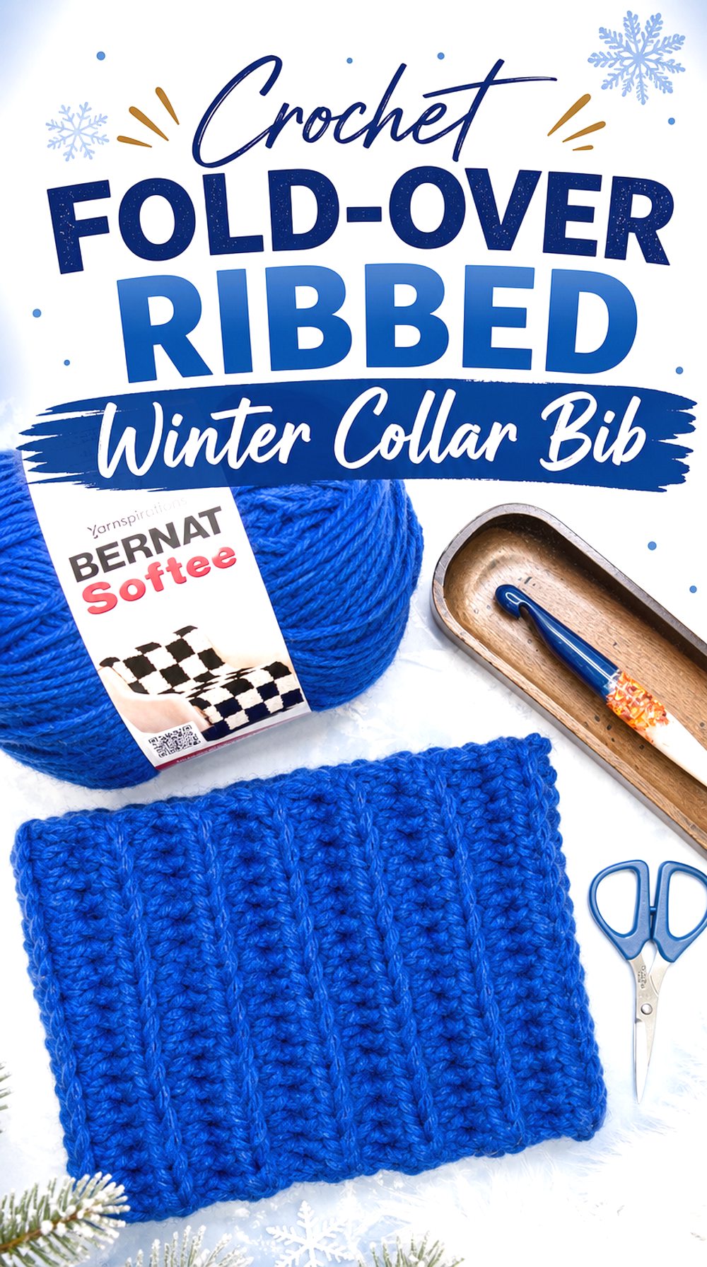 Crochet Fold Over Ribbed Winter Collar Bib