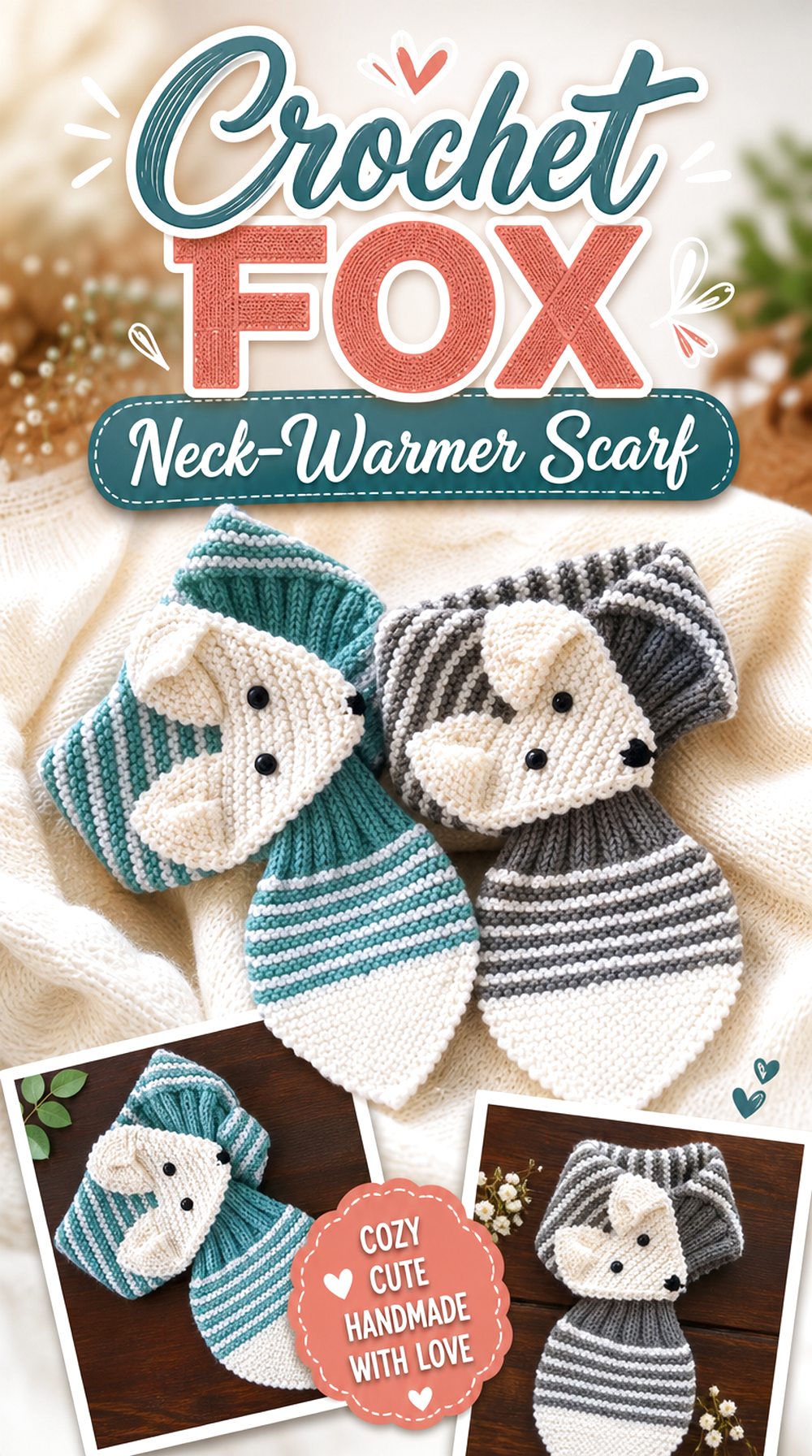 Crochet Fox Neck Warmer Scarf