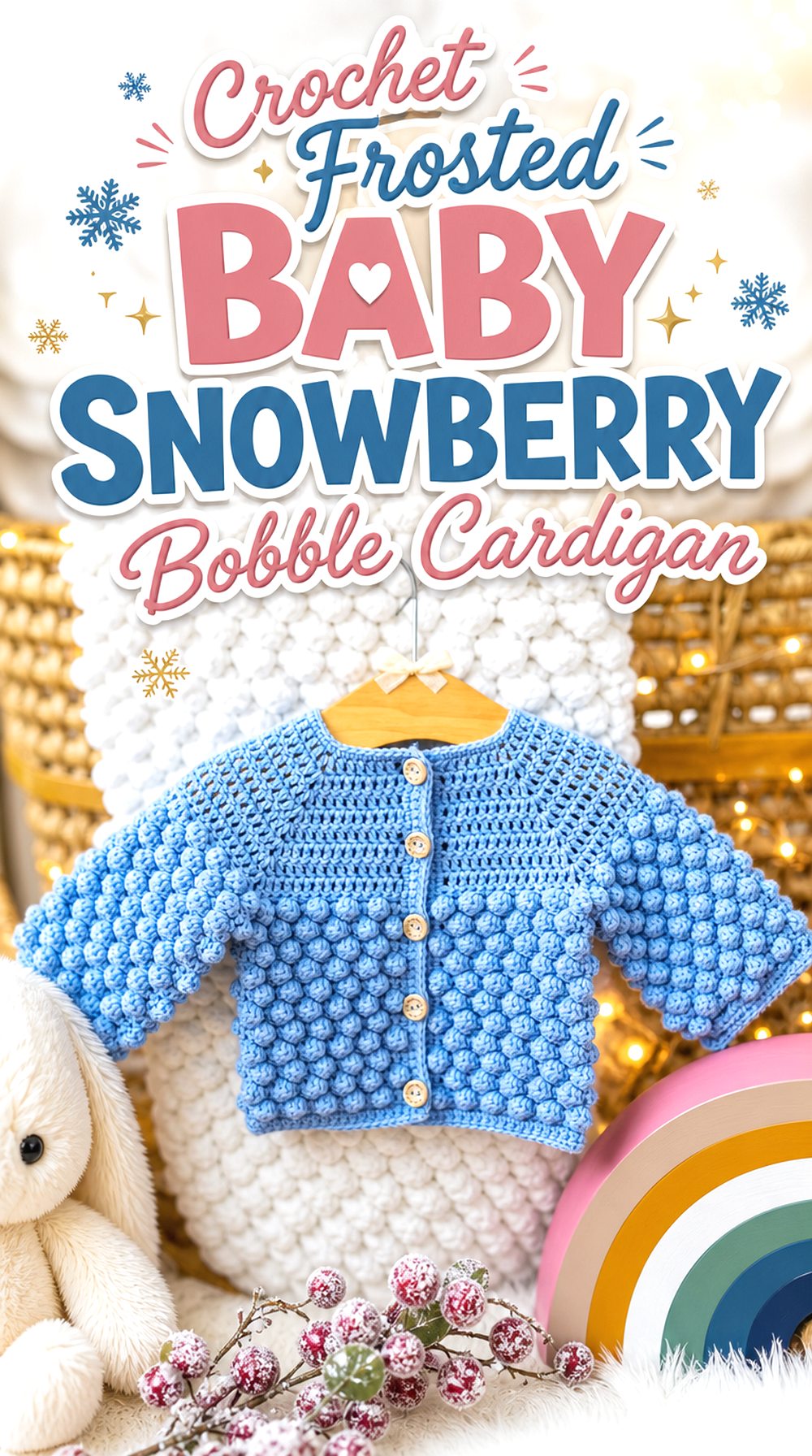 Crochet Frosted Baby Snowberry Bobble Cardigan