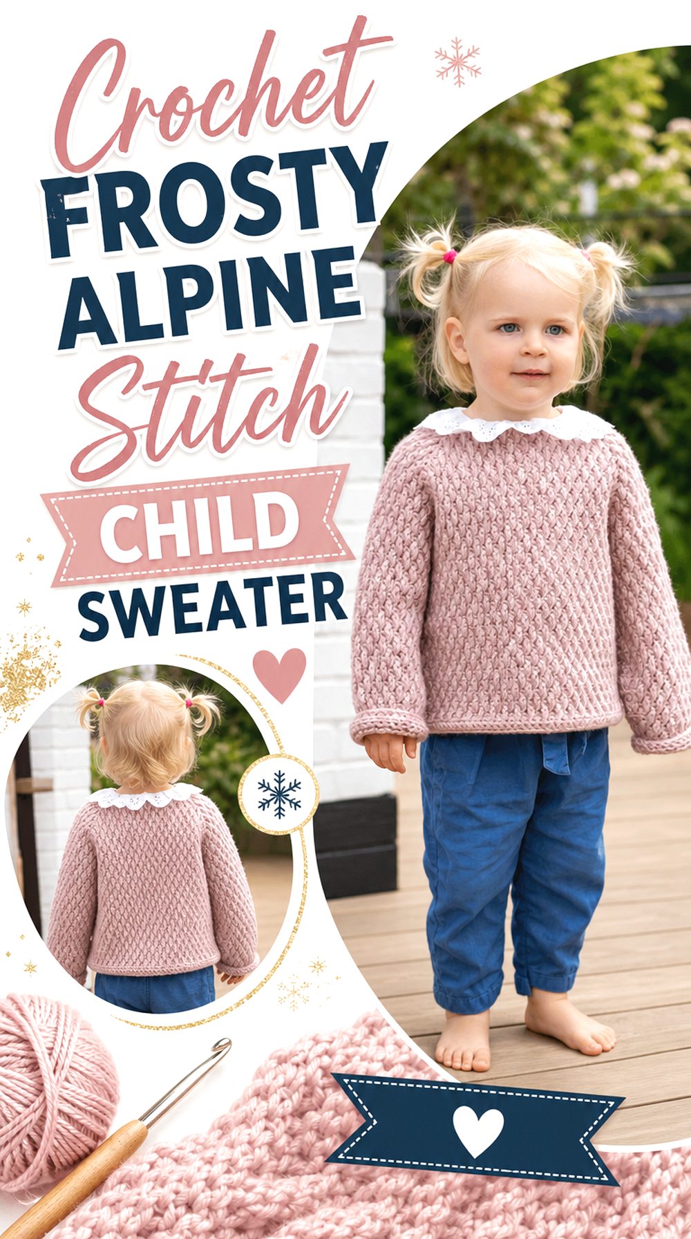 Crochet Frosty Alpine Stitch Child Sweater