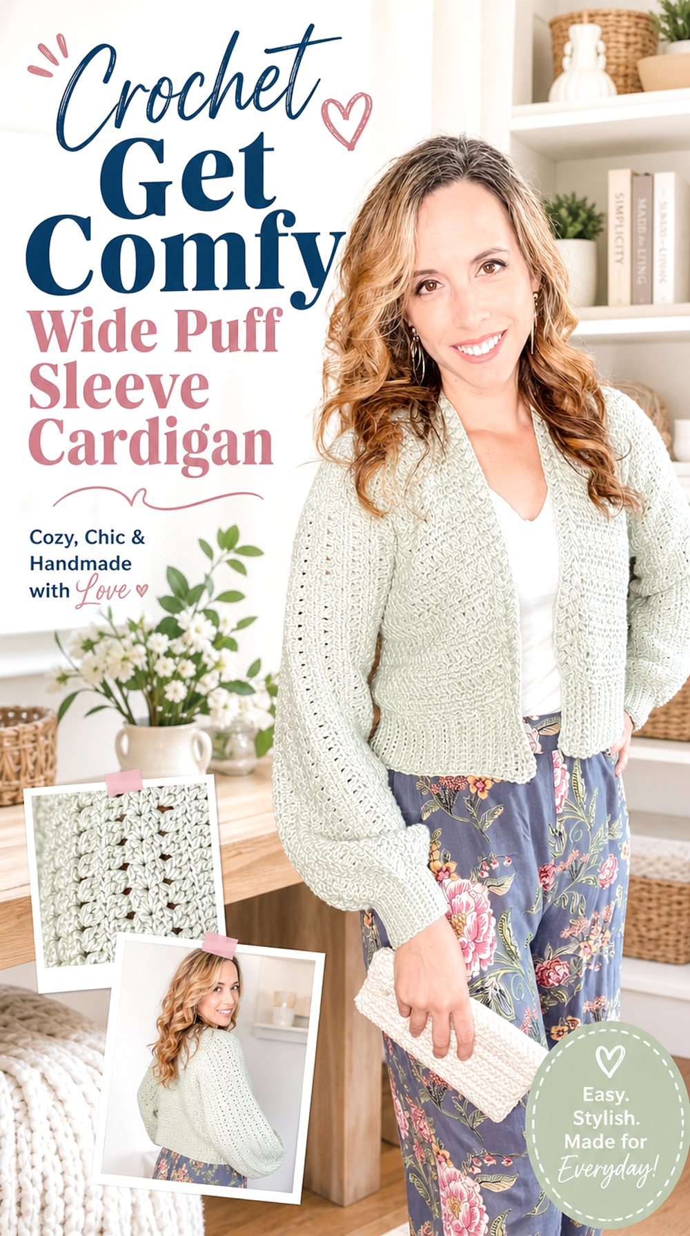 Crochet Get Comfy Wide Puff Sleeve Cardigan