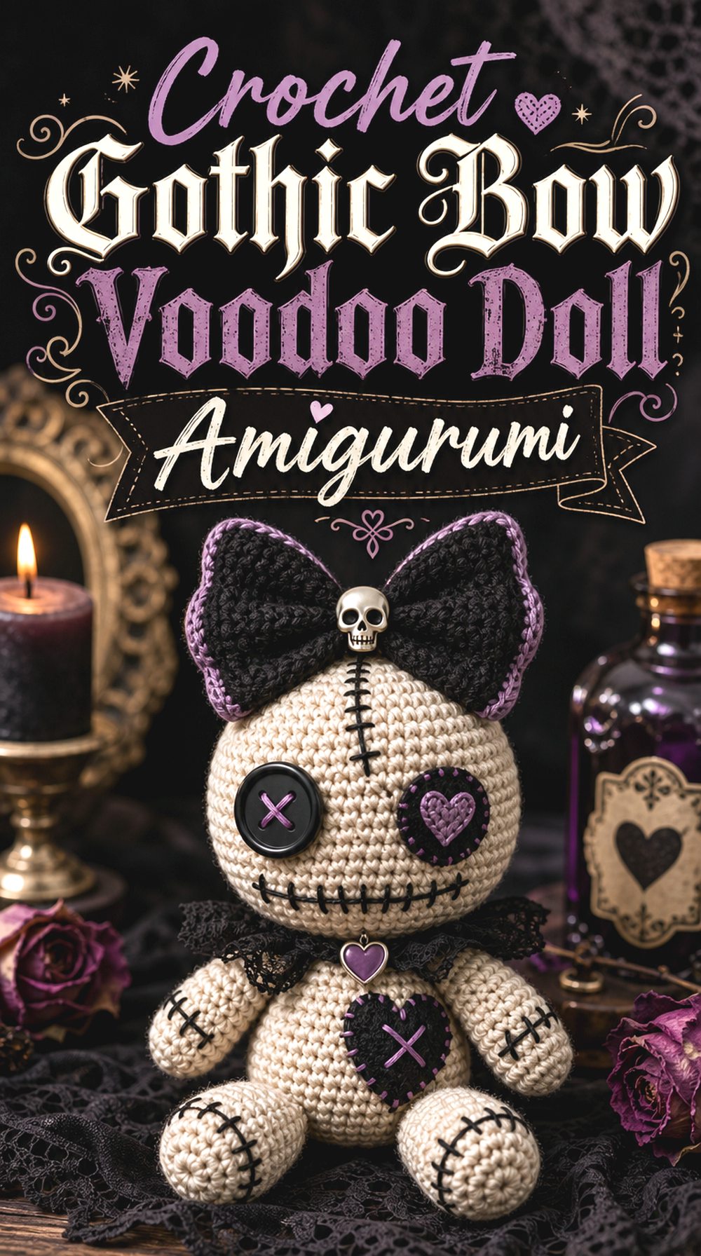 Crochet Gothic Bow Voodoo Doll Amigurumi