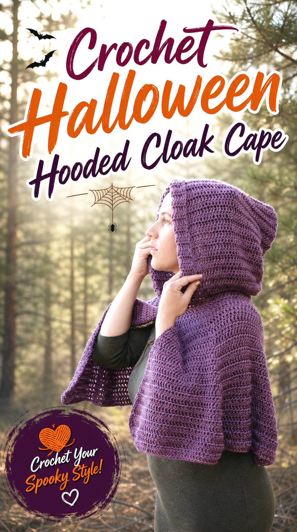 Crochet Halloween Hooded Cloak Cape