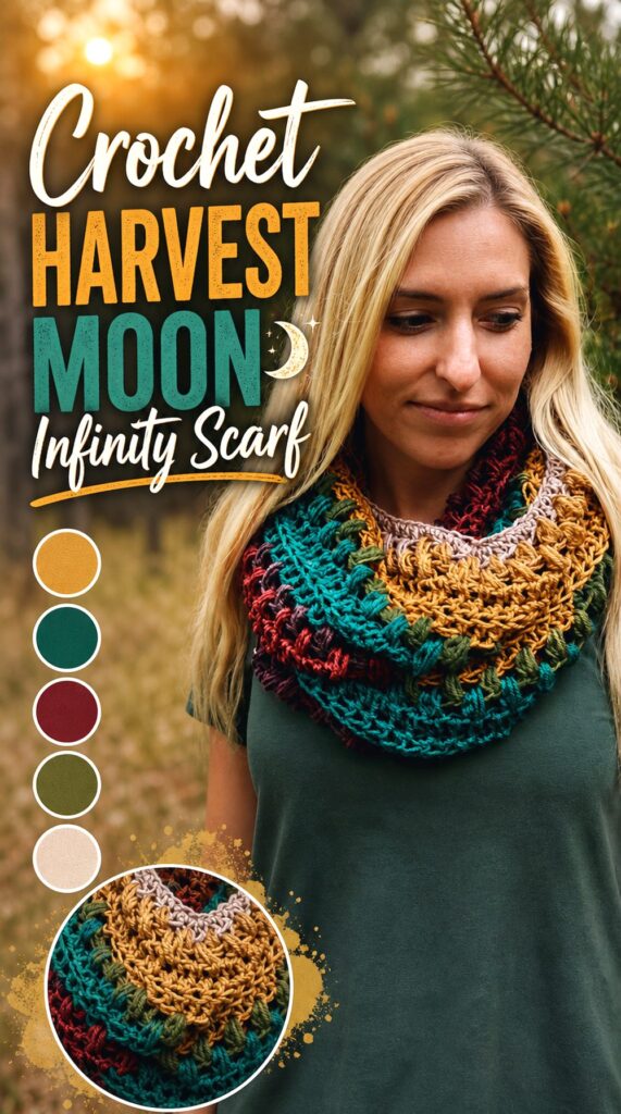 Crochet Harvest Moon Infinity Scarf