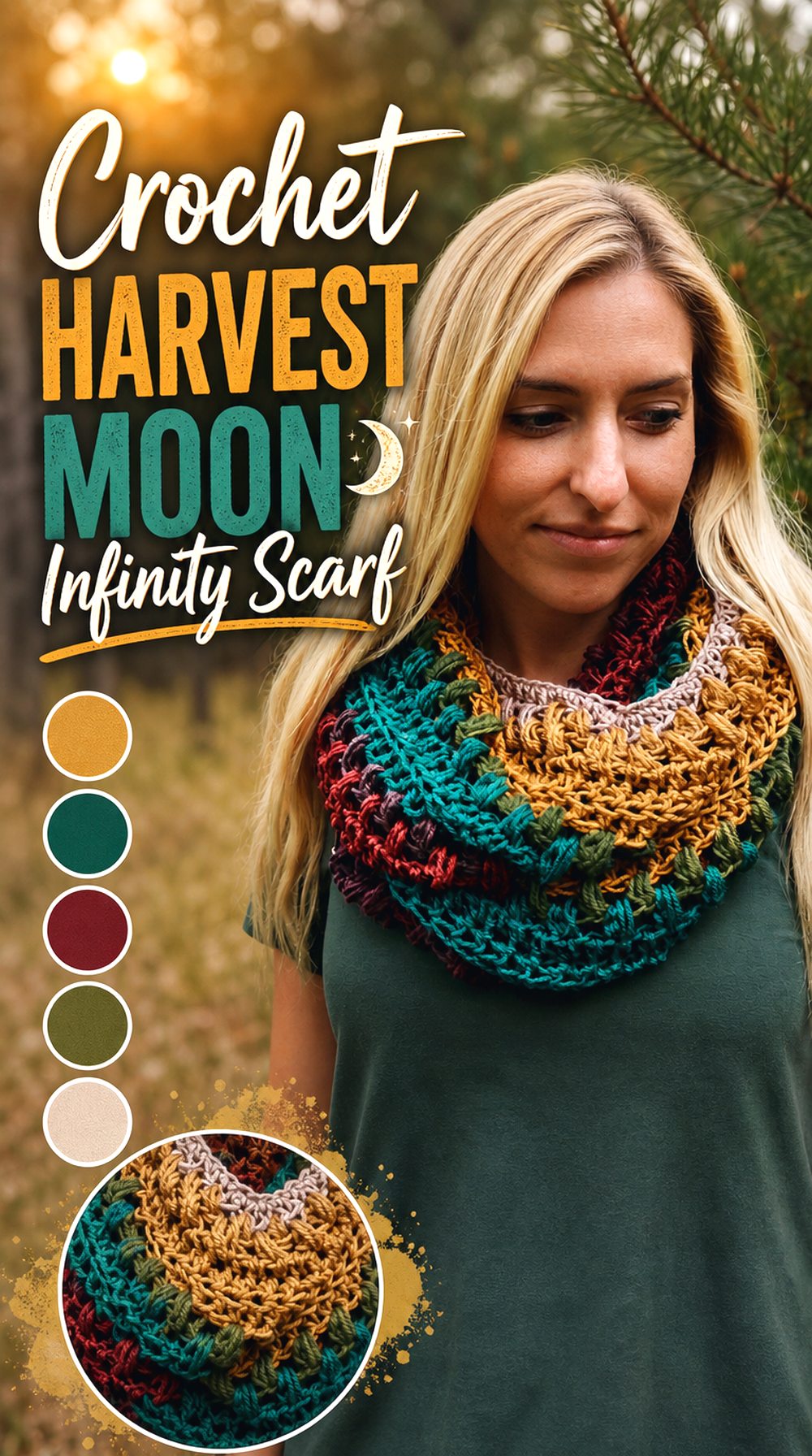 Crochet Harvest Moon Infinity Scarf