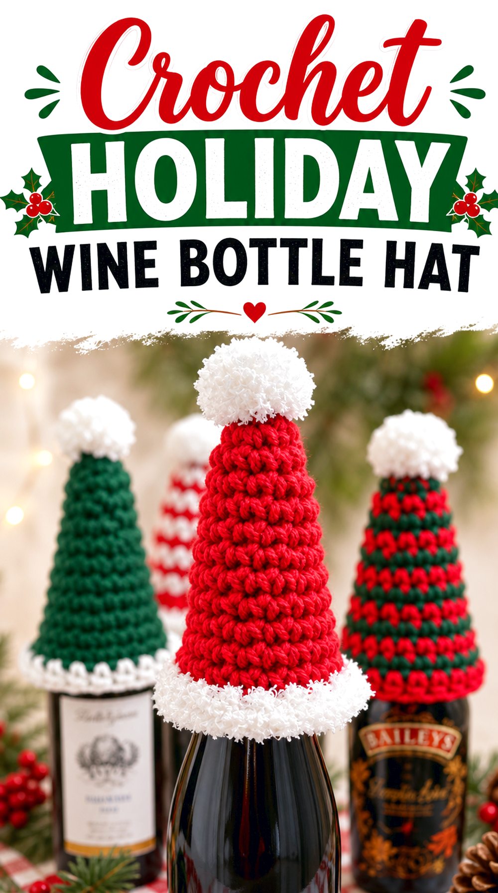 Crochet Holiday Wine Bottle Hat