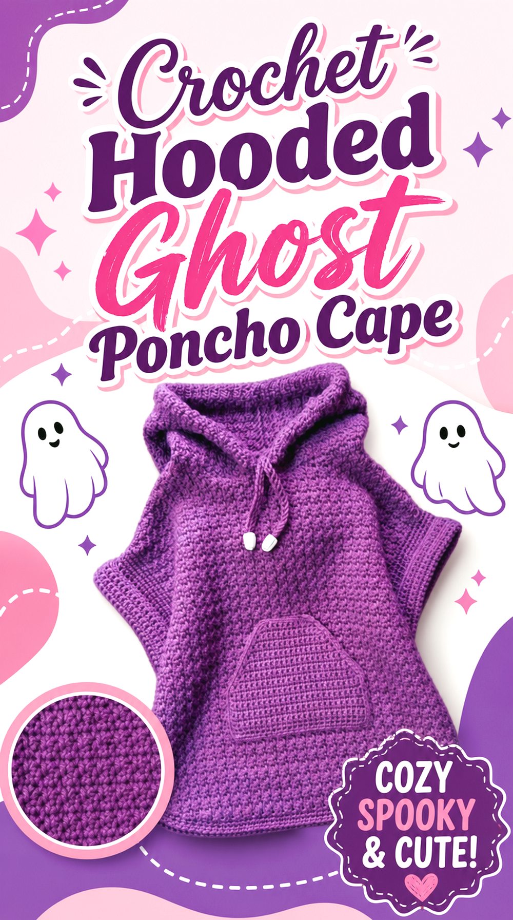Crochet Hooded Ghost Poncho Cape