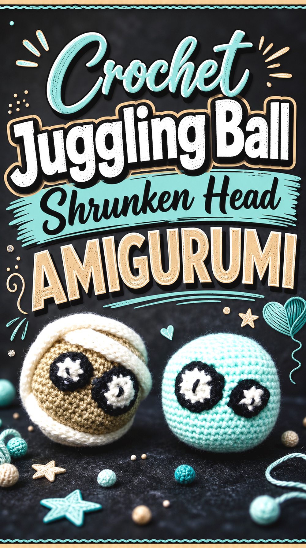 Crochet Juggling Ball Shrunken Head Amigurumi