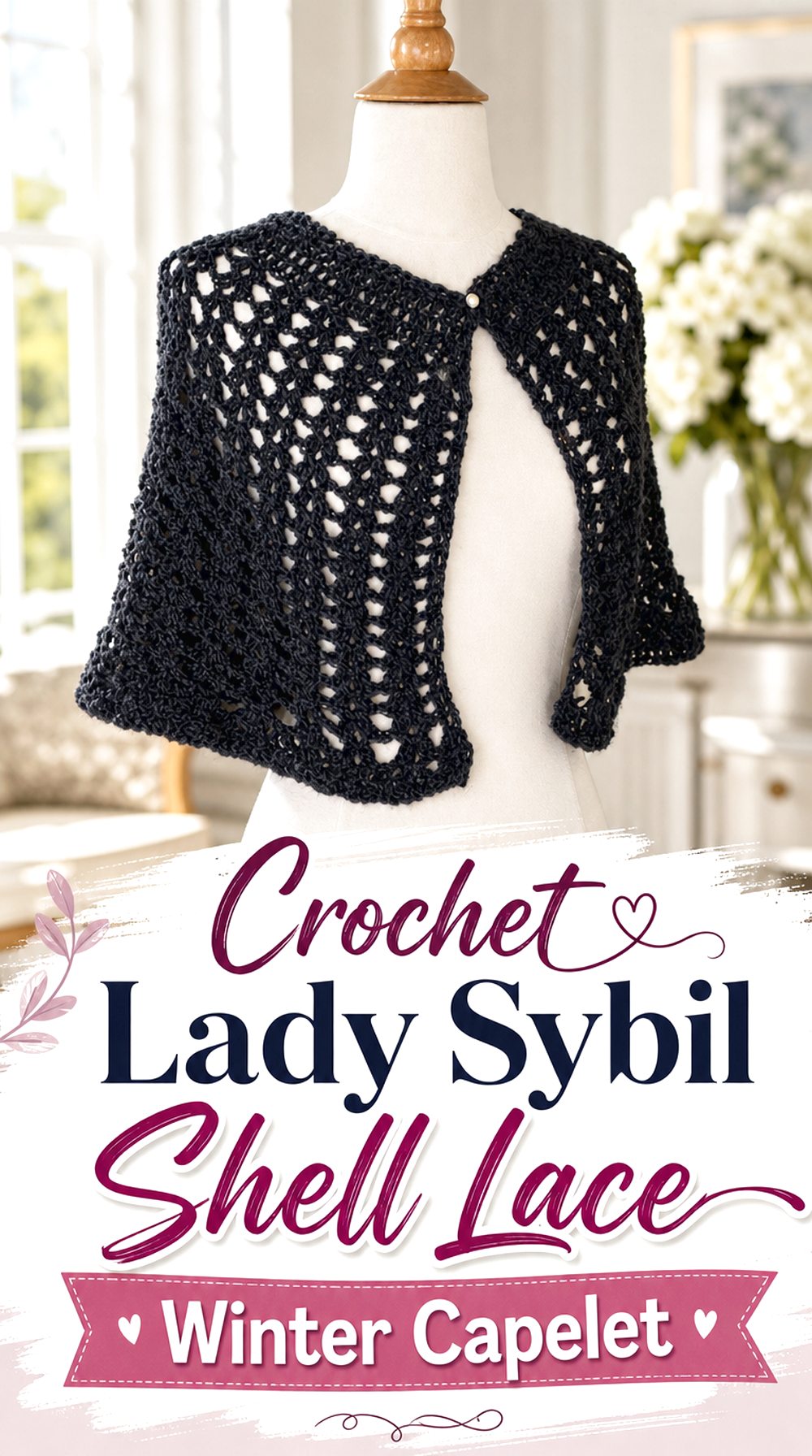 Crochet Lady Sybil Shell Lace Winter Capelet