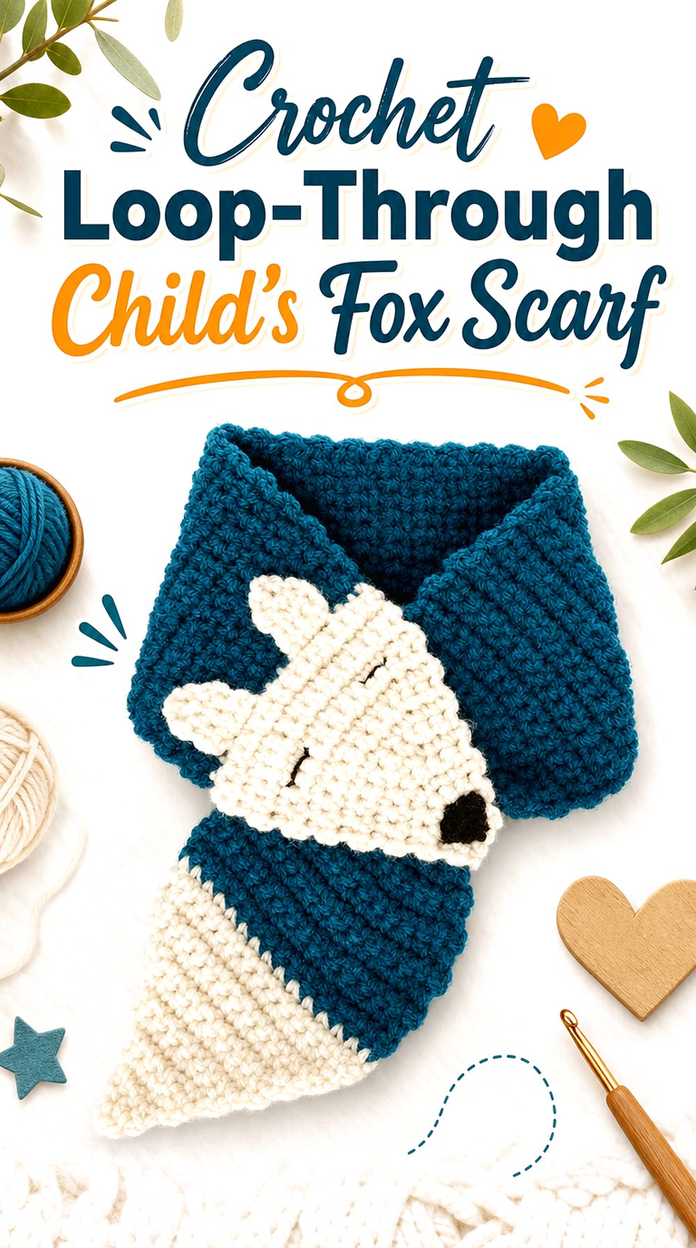 Crochet Loop Through Child’s Fox Scarf