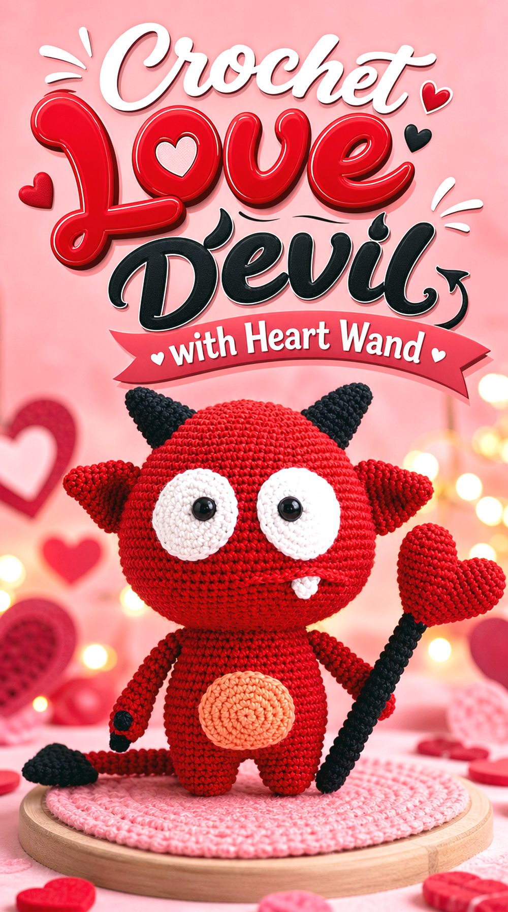 Crochet Love Devil with Heart Wand