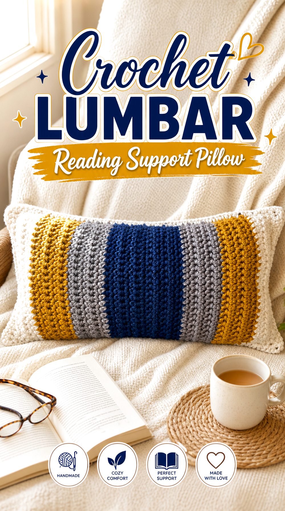 Crochet Lumbar Reading Support Pillow