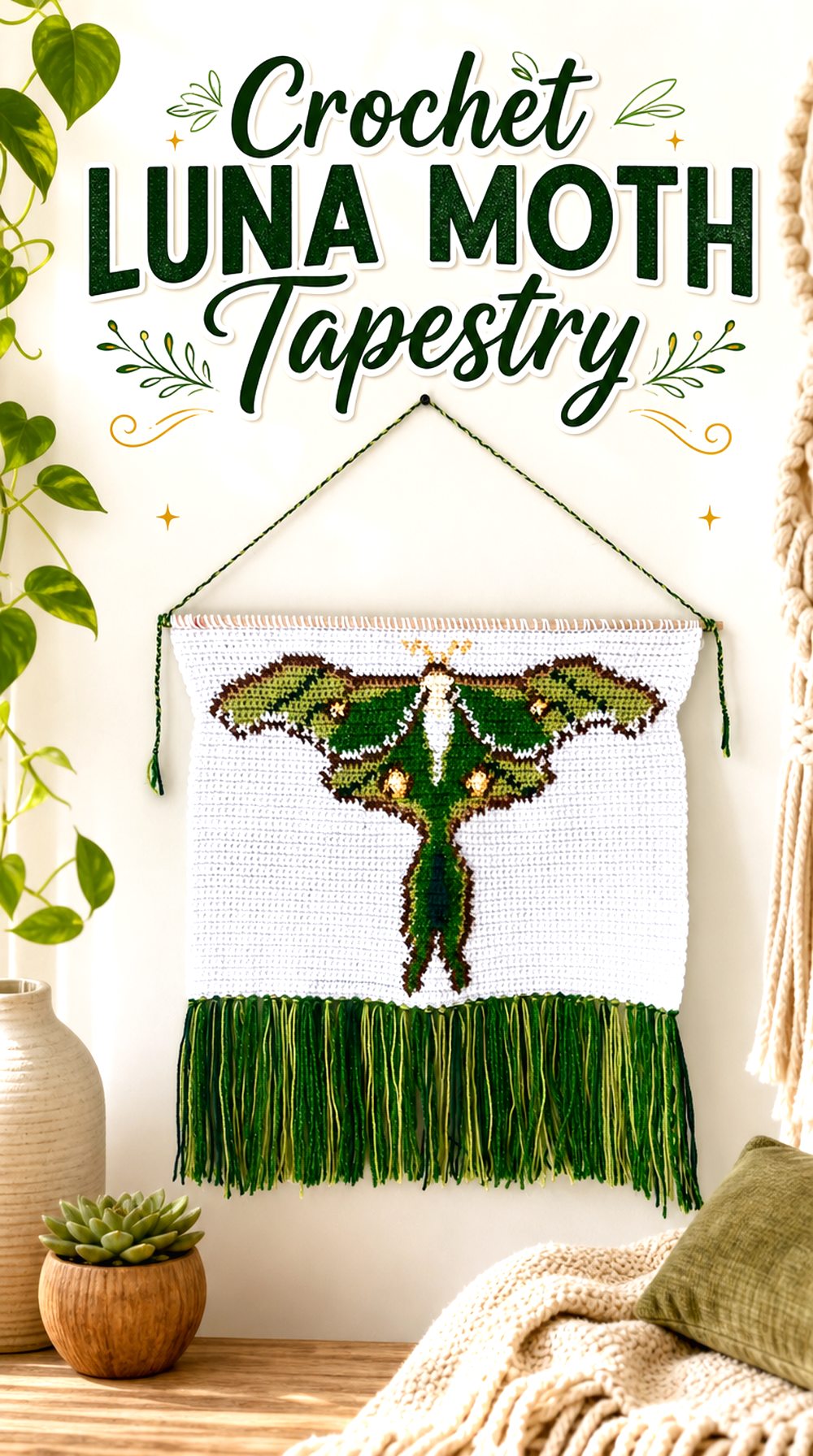Crochet Luna Moth Tapestry