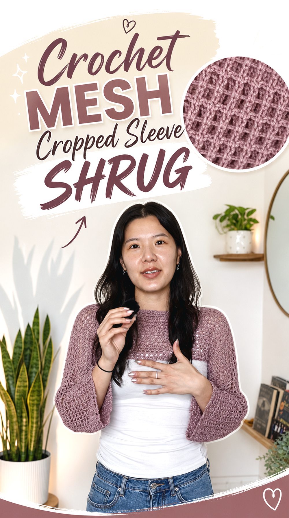 Crochet Mesh Cropped Sleeve Shrug