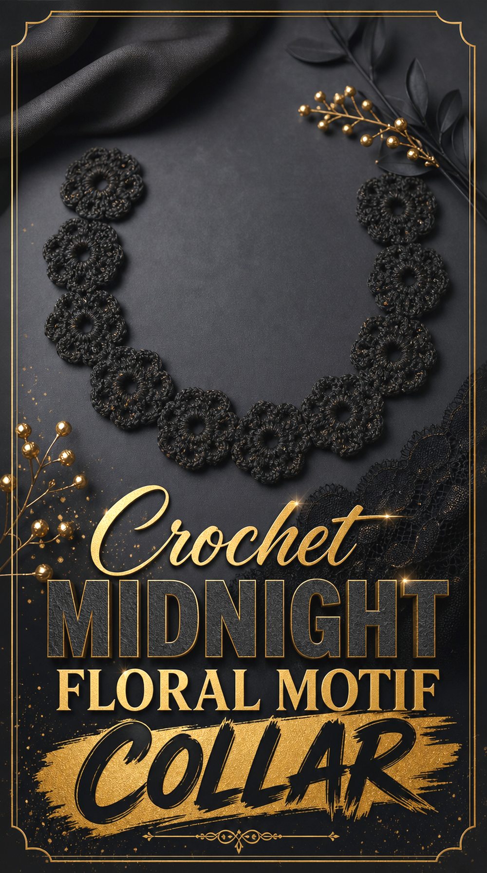 Crochet Midnight Floral Motif Collar