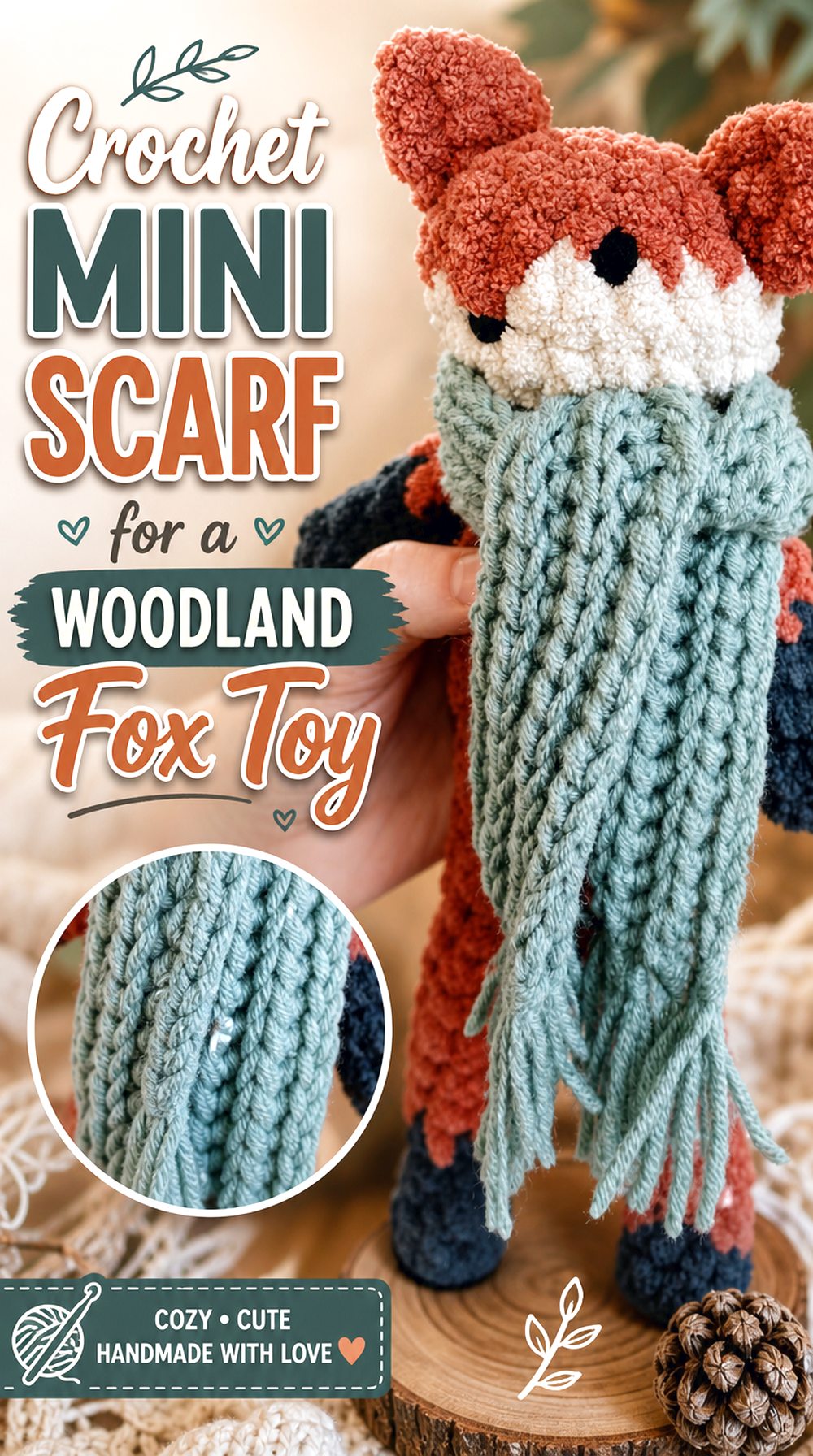 Crochet Mini Scarf for a Woodland Fox Toy