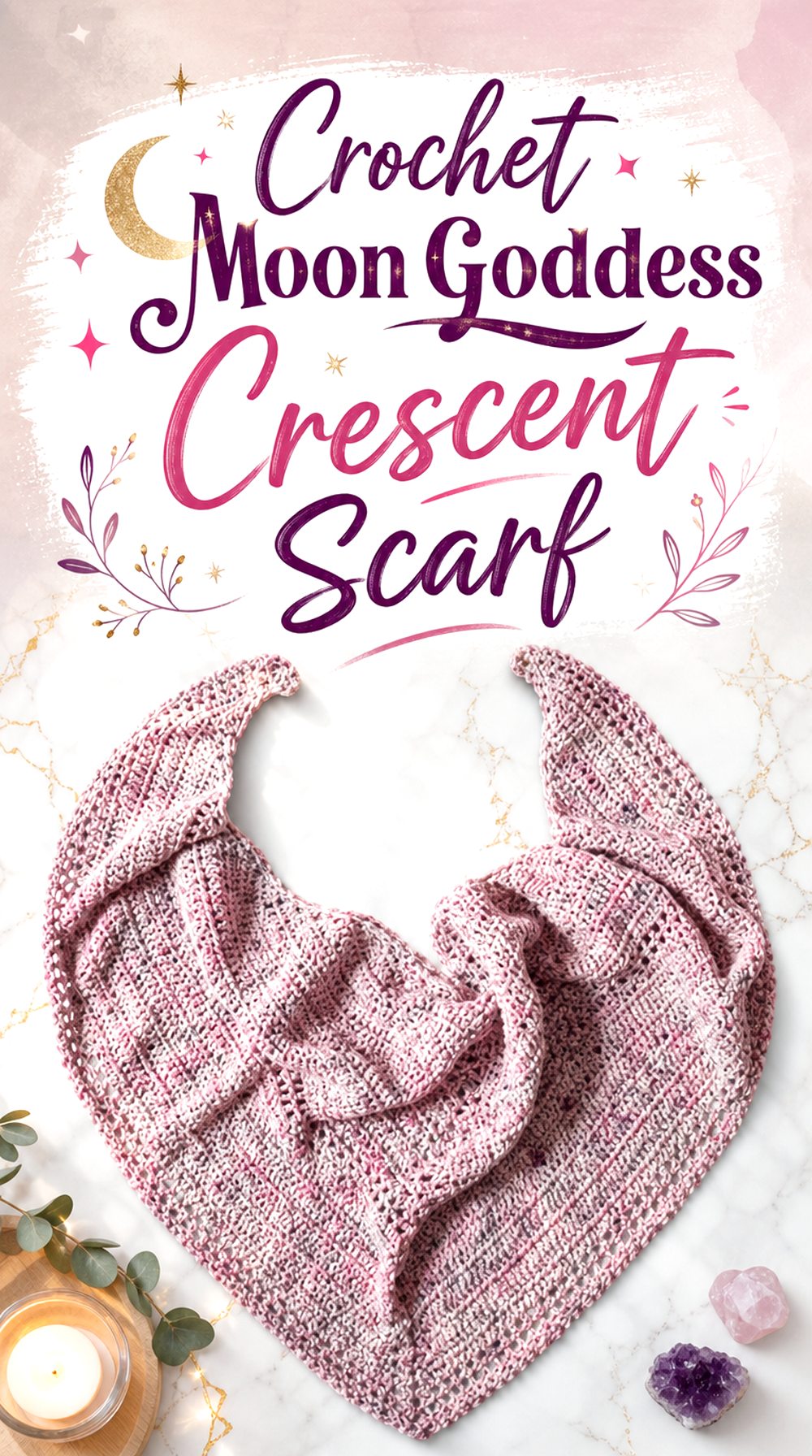 Crochet Moon Goddess Crescent Scarf