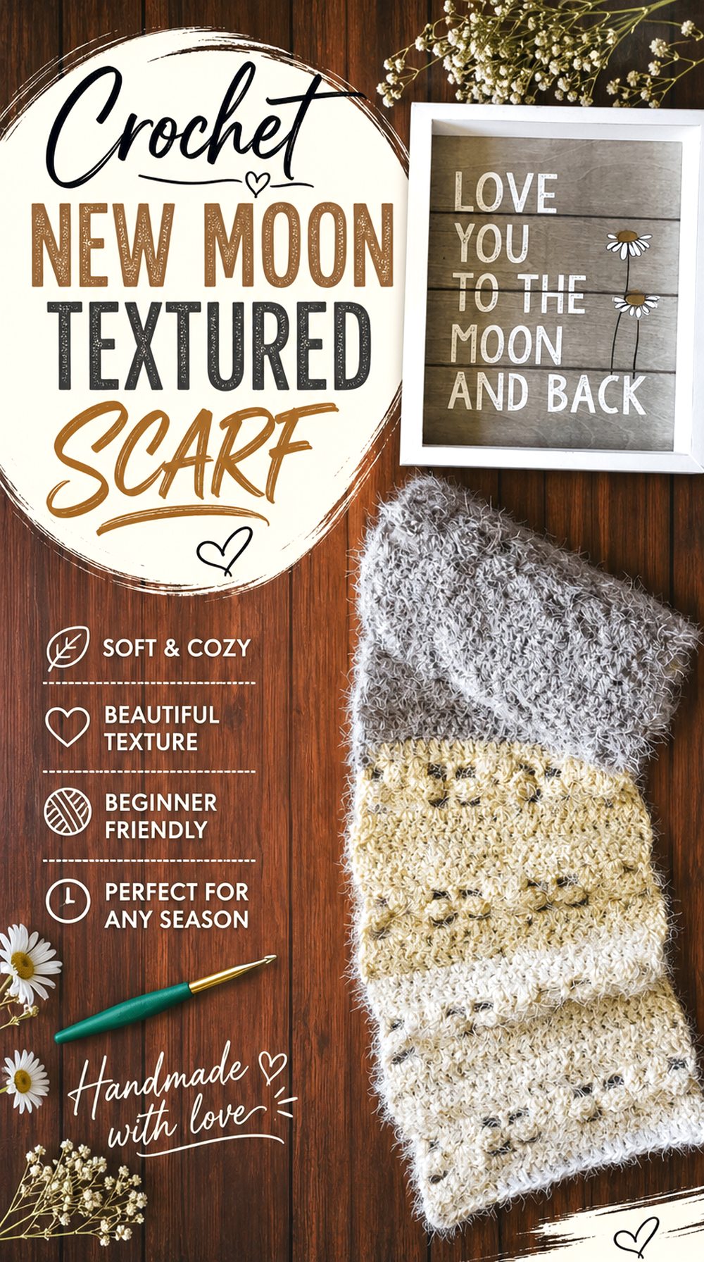 Crochet New Moon Textured Scarf