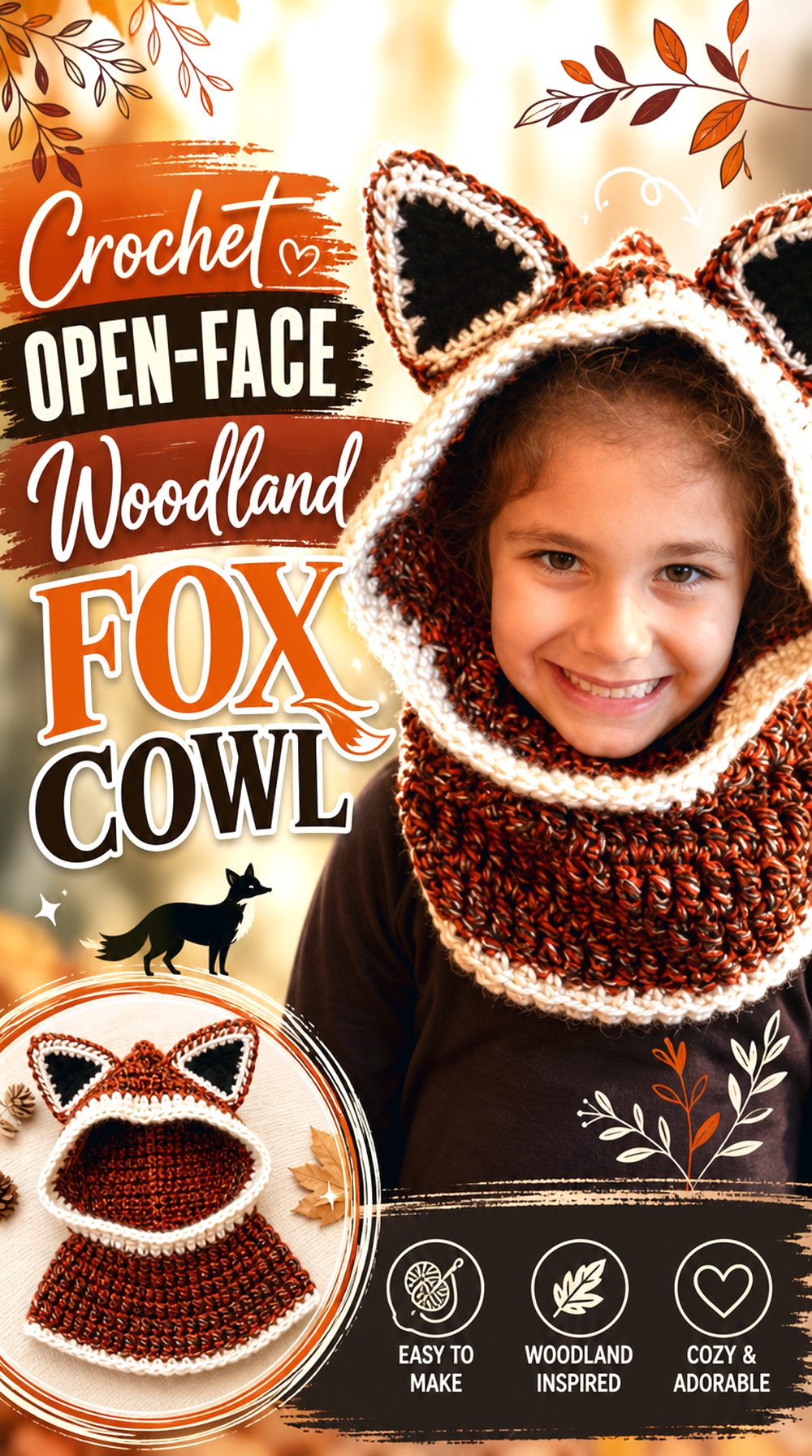 Crochet Open Face Woodland Fox Cowl
