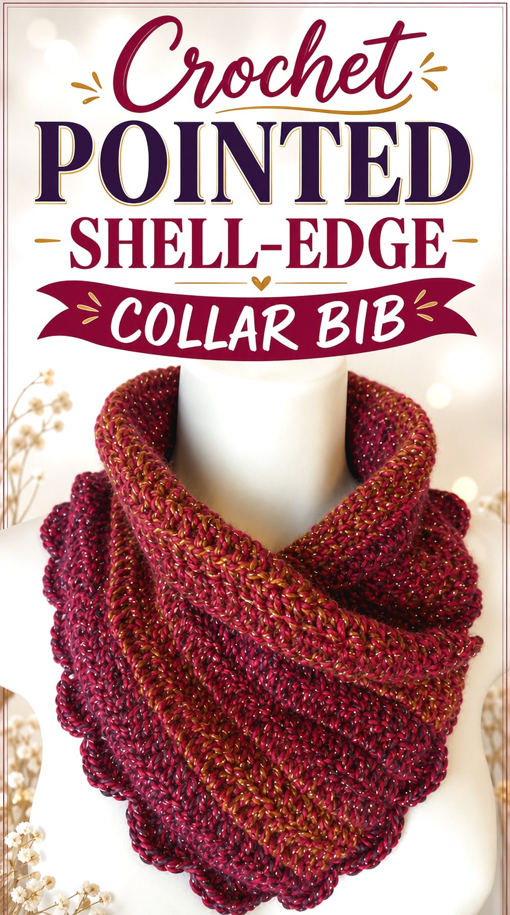 Crochet Pointed Shell Edge Collar Bib