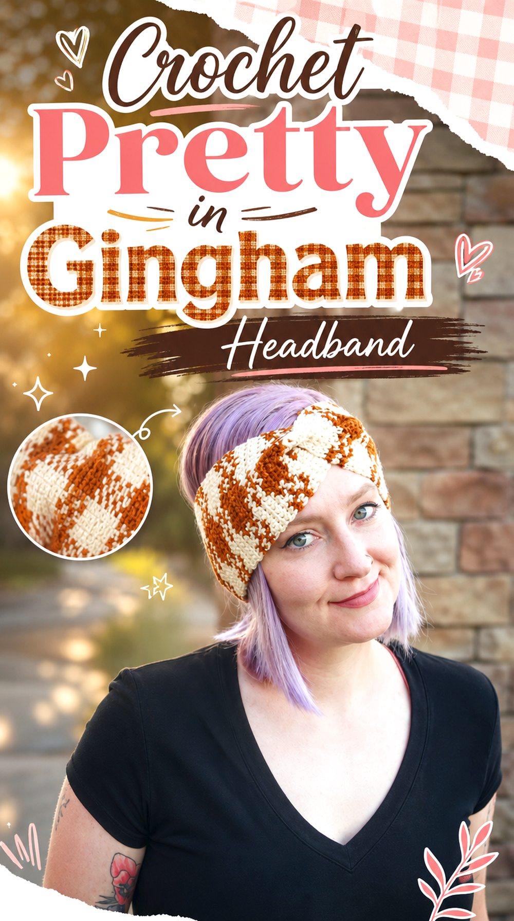 Crochet Pretty in Gingham Headband