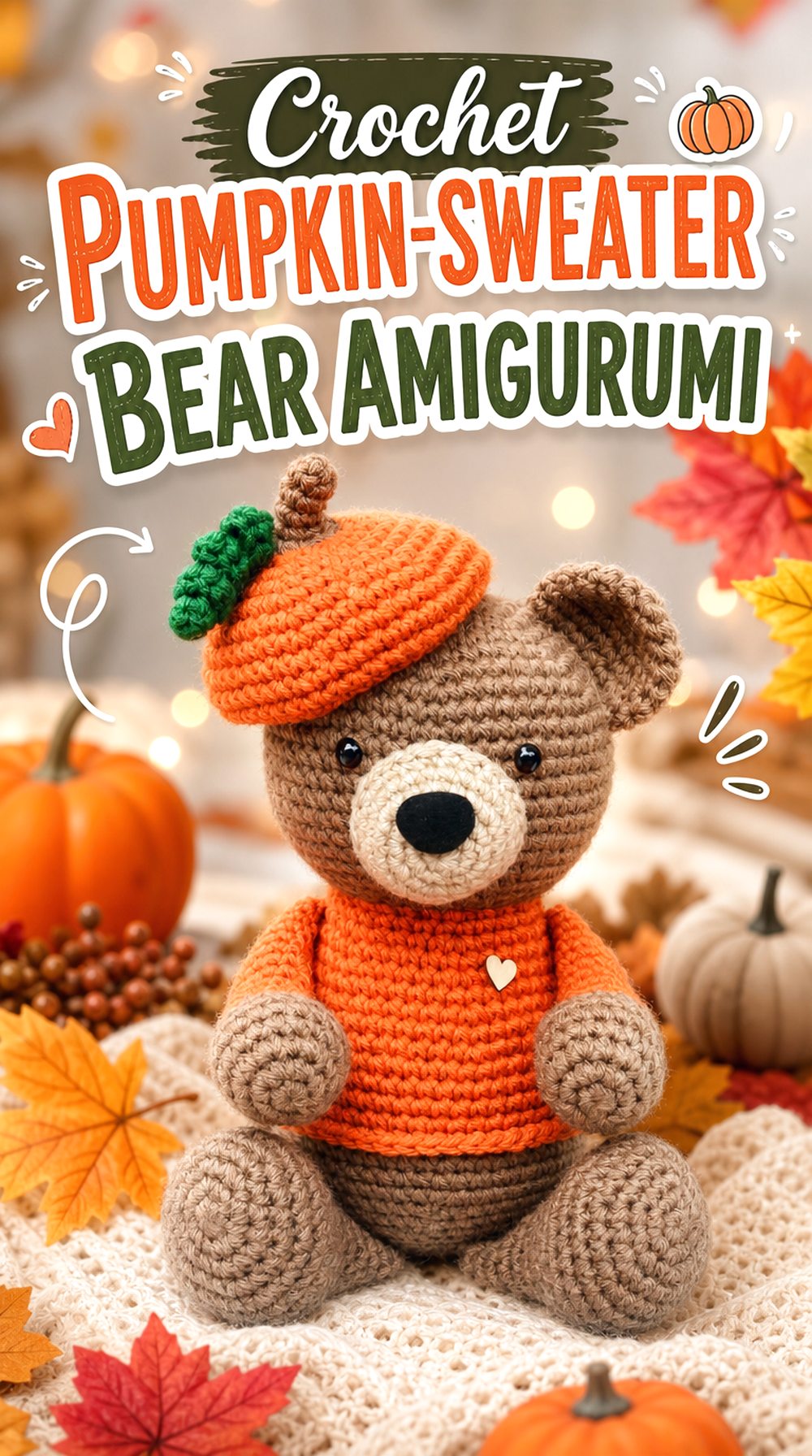 Crochet Pumpkin Sweater Bear Amigurumi