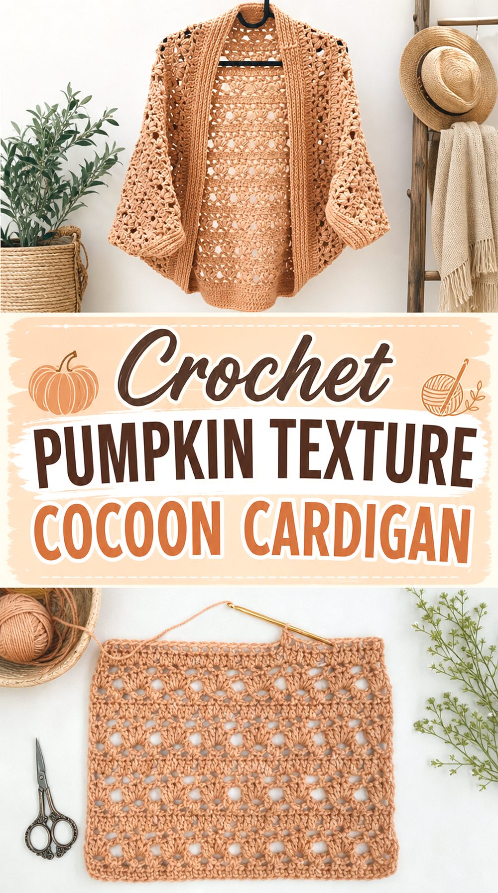 Crochet Pumpkin Texture Cocoon Cardigan