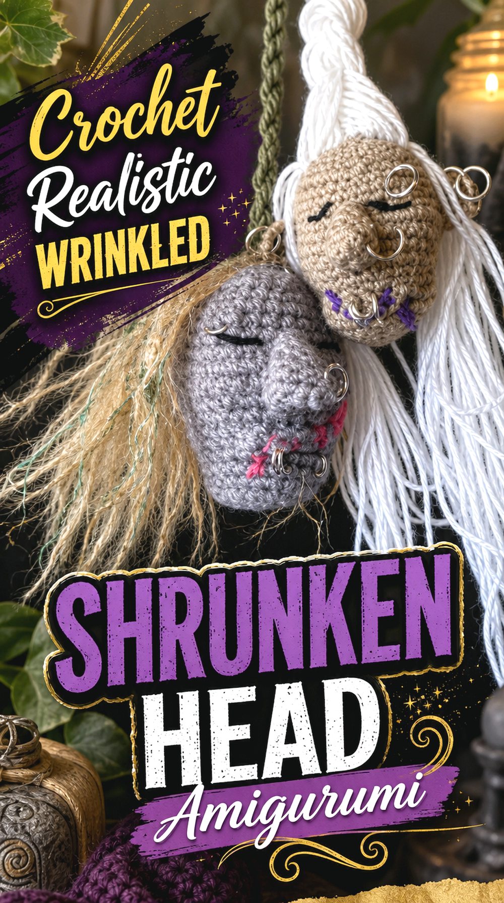 Crochet Realistic Wrinkled Shrunken Head Amigurumi
