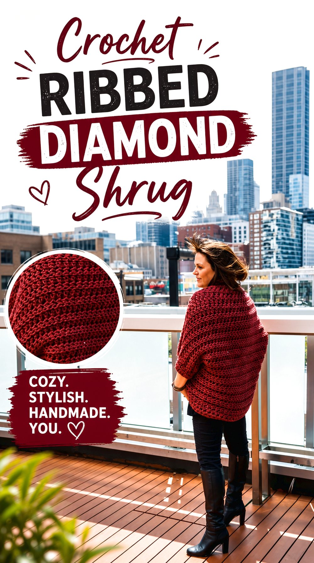 Crochet Ribbed Diamond Shrug