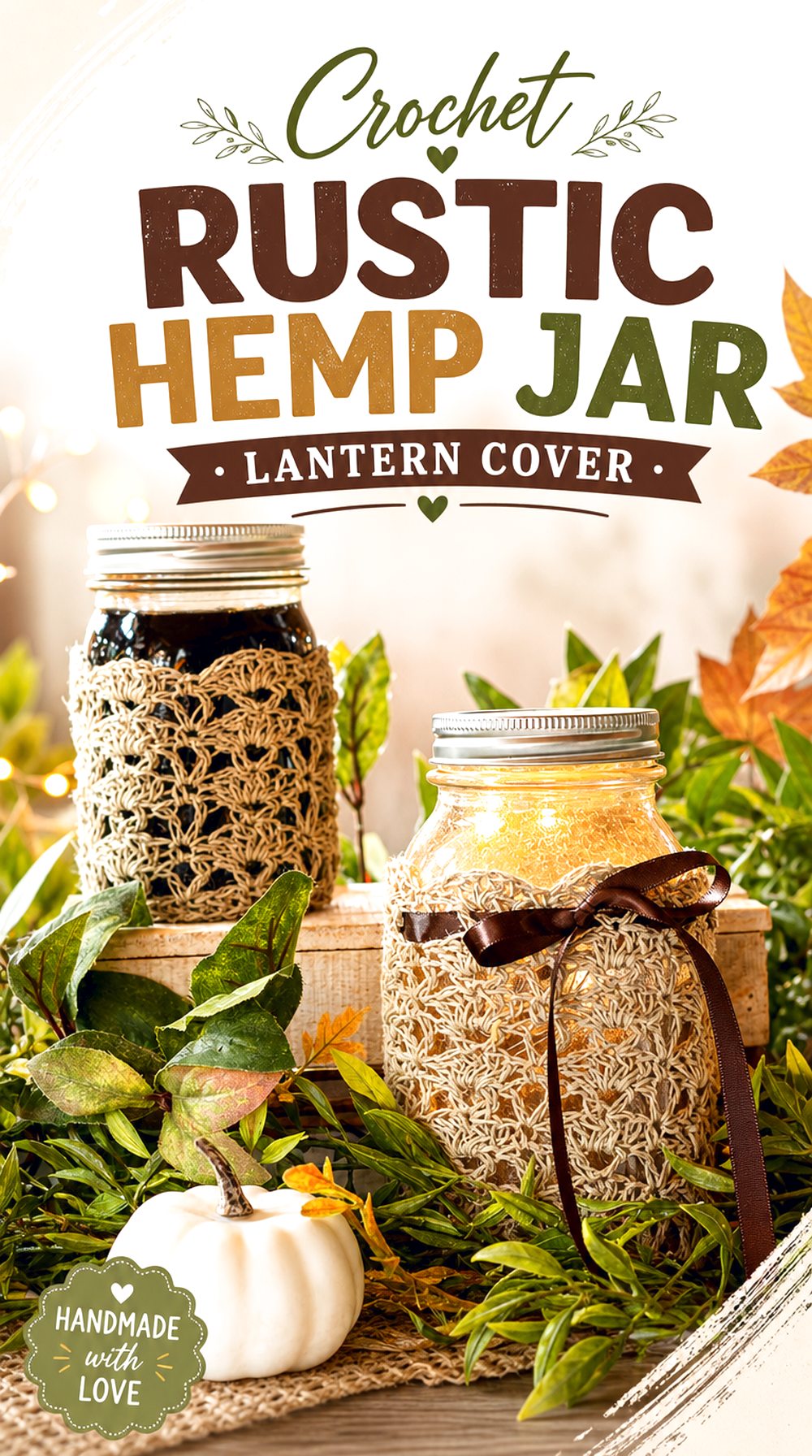 Crochet Rustic Hemp Jar Lantern Cover