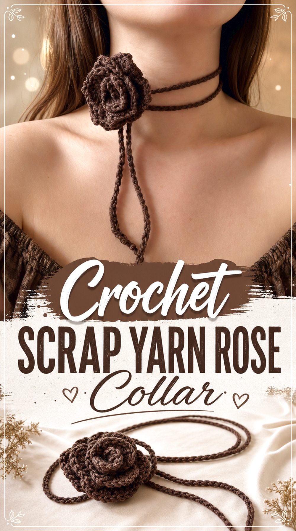 Crochet Scrap Yarn Rose Collar