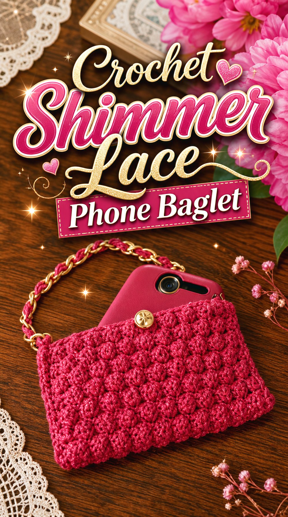 Crochet Shimmer Lace Phone Baglet