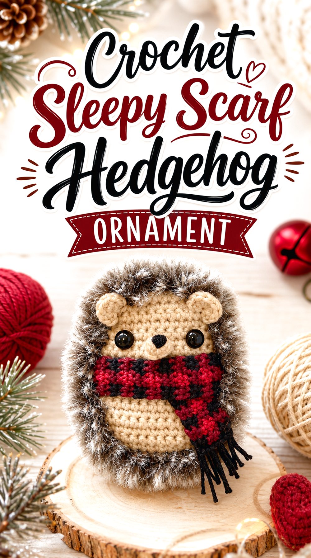 Crochet Sleepy Scarf Hedgehog Ornament