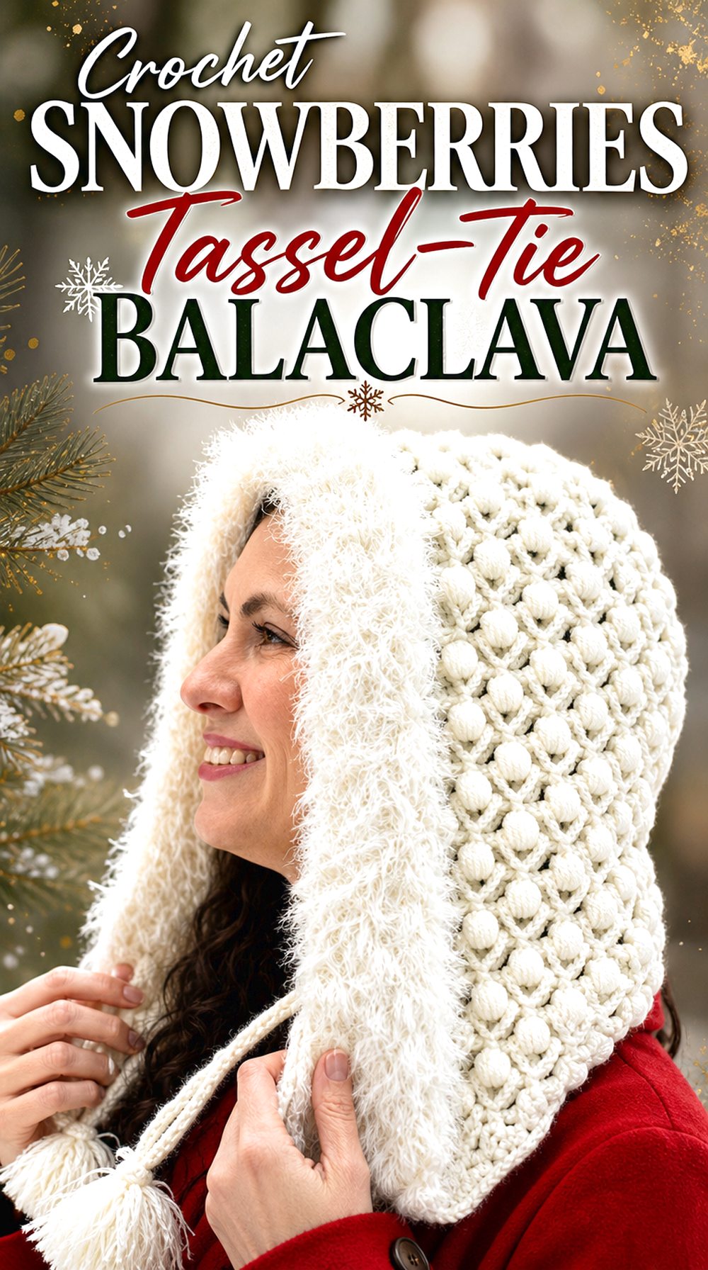 Crochet Snowberries Tassel Tie Balaclava