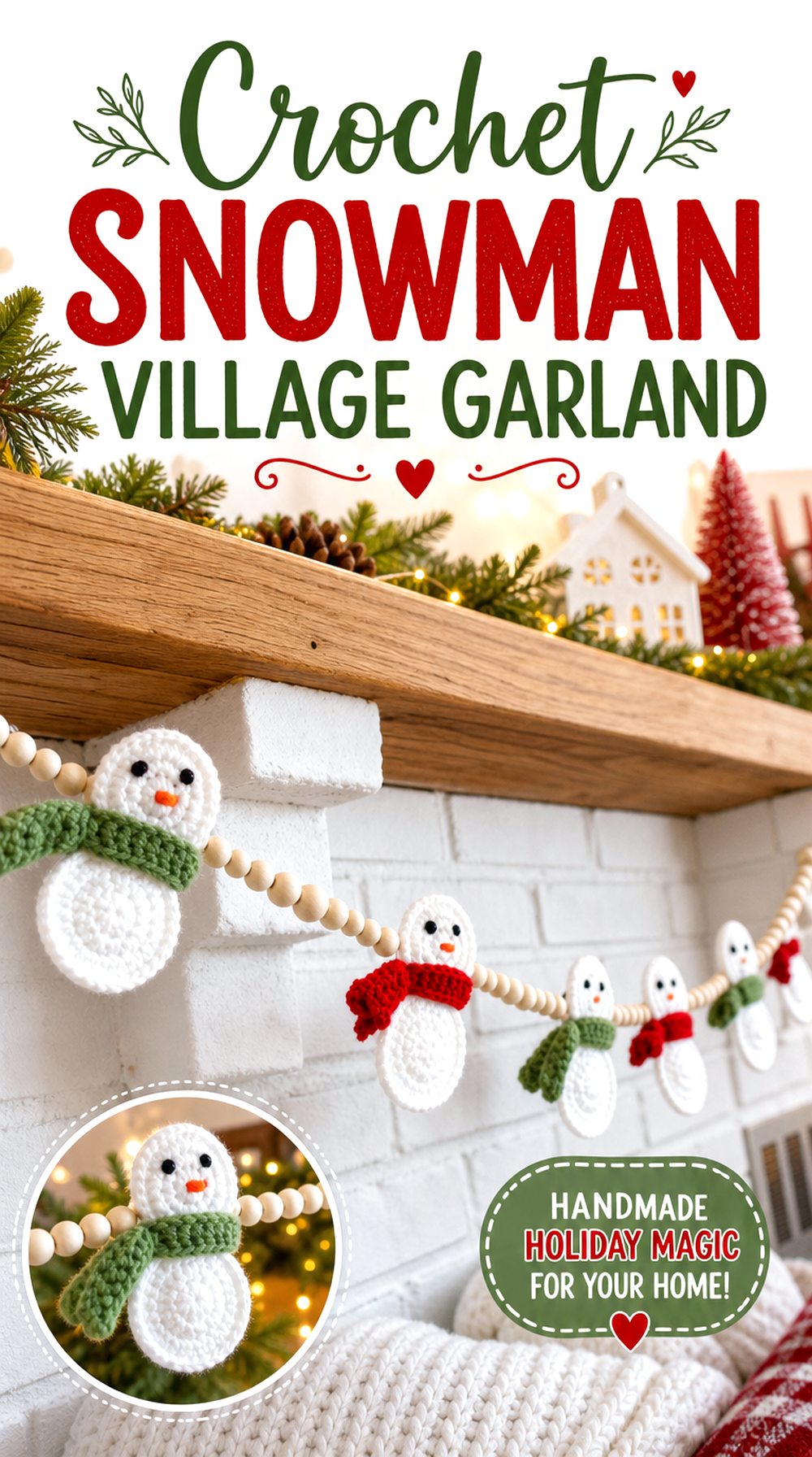 Crochet Snowman Village Garland
