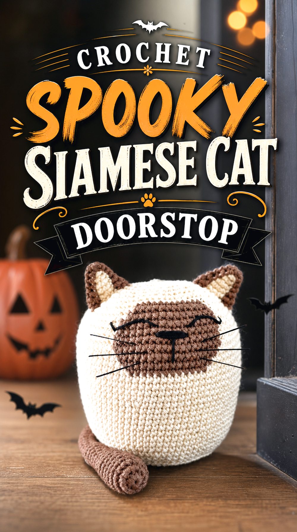 Crochet Spooky Siamese Cat Doorstop